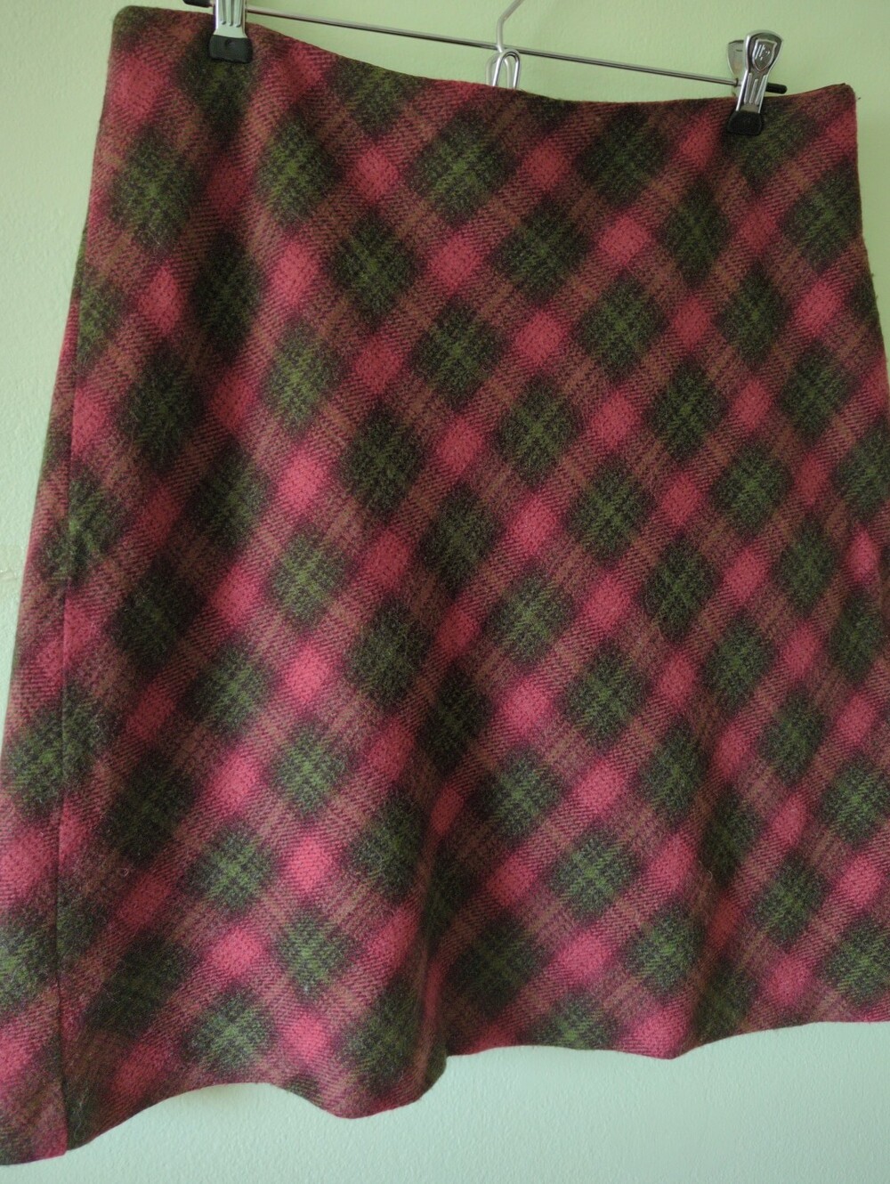 Vintage 90s Smart Set Plaid Mini Skirt A Line Warm Winter Medium - Picture 2 of 9